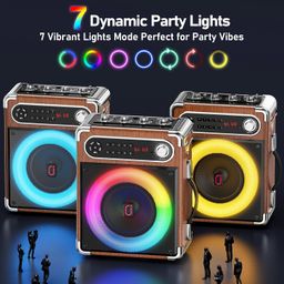 jyx 【US Top 1】JYX Karaoke Speaker with Two Wireless Microphones, Smart Party Pop Bluetooth Speaker with Bass/Treble Adjustment, Soundbar Outdoor Speakers PA System with Remote Control,LED Light for adults image 5