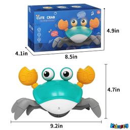 Kidology Crawling Crab Infant Tummy Time Toys For Kids | Kids Electronic Musical Light Up Toy With Automatically Avoid Obstacles Build In Rechargeable Battery, Blue image 4