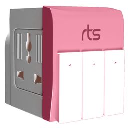rts 3 Pin Multi Plug Socket-Universal Travel Adapter with Individual Switch Safety Shutter LED Indicator-3 Way Plug Extension for Computer, PC, Printer, Laptop, Television, Phone,iPad,DSLR Camera Pink image 1