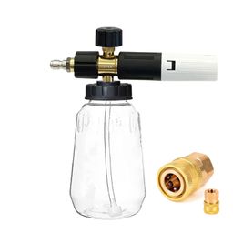 VANTRO Brass Adjustable Transparent Foam Cannon 1 Liter Bottle Transparent Foam Lance With 1/4" Quick Connector Thick Foam Blaster For Pressure Washer image 1