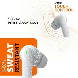 amazon basics True Wireless in-Ear Earbuds with Mic, Low-Latency Gaming Mode, Touch Control, IPX5 Water-Resistance, Bluetooth 5.3, Up to 60 Hours Play Time, Voice Assistance and Fast Charging (White) image 5