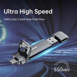 SSK 2TB External USB SSD,Super Fast 550MB/s 2-in-1 Dual Drive USB Type C+ USB A 3.2 Gen2 Solid State Thumb Drive Data Storage for iPhone 15/PS4/Android Phone/Tablet/Windows/Mac image 2