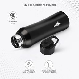 MILTON Comet 1000 Stainless Steel Water Bottle 980 ml, Single Walled, ISI Certified I Leak Proof Lid, Rust Proof I For School, Office, Gym I Black image 3