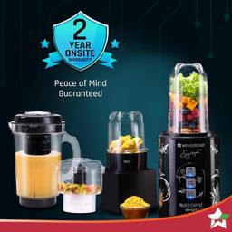 Wonderchef Nutri Blend Smart CKM Automatic Mixer Grinder with Dual Pulse Function|22000 RPM|100% Full Copper Motor|4 Unbreakable Jars|500 W|2 Years Warranty|Recipe book by Chef Sanjeev Kapoor| Black image 2