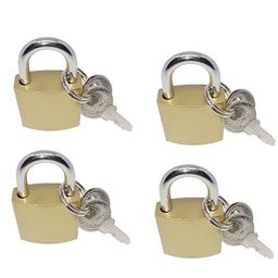 Hookcart 25 MM Small Brass Polished Padlock Lock and Key for Luggage Bag, Gold, Set of 4 image 1