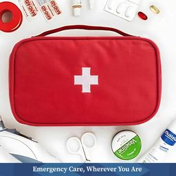 HomeStrap First Aid Kit Bag | Medicine Storage Box | Multi-Utility With Handle | Portable & Spacious Emergency Kit Organizer With Mesh Pouch & Elastic Loops | Perfect For Travel, Camping, Home, red image 5