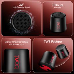 boAt Stone Uno, 3W Signature Sound, 6HRS Battery, TWS Feature, Bluetooth v5.4 & Type-C Interface, Bluetooth Speaker, Wireless Speaker, Portable Speaker(Raging Black) image 2