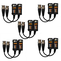 MESHIV 8MP Passive Video Balun Set, Push Terminal CCTV HD TVI CVI AHD BNC UTP Pair for HD Camera, (Pack of 5 - Black) image 1