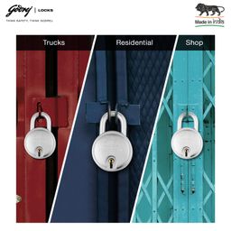 godrej locking solutions and systems Godrej Locks I Navtal 7 Levers 65Mm I with 3 Keys I Padlock for Main Door I Gate Lock I Lock for Tool Box,Shutters,Shops & Offices I Corression Resistant Shackle I Silver Finish (Pack of 3) - Metal image 3