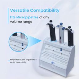 SBT Instruments Micropipette stand for 6 pipette with Drawer and Test Tube Rack for 22 test tubes in white colour pack of 1 pcs image 5