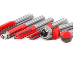 ISC Trimmer Router Bits Set, 6PC 1/4 Inch Shank Woodworking Rotary Tool Kit, Carbide Blades for Chipboard, MDF, Hardwood, Softwood, Smooth Precision Cuts, Durable Straight Shank Design image 3
