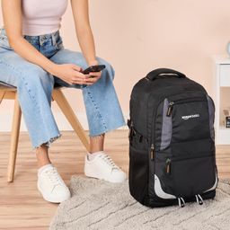 Amazon Basics Large 35L Water Resistant Laptop Backpack with Rain Cover | Accommodates up to 17.3'' laptops | Lightweight and Durable Polyester image 5
