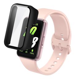 Tobfit Hard PC Protective Case Cover Compatible for Samsung Galaxy Fit 3 Smart Watch, Anti-Scratch and Shockproof Cover with Built-in HD Full Coverage Screen Protector(Black) image 1