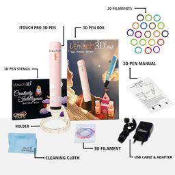 wol 3d WOL3D I touch Pro 3D Pen (Pink) with 20 in 1 (5 M) for 3D Printing with Speed Control, Advanced Temperature Regulation, OLED Display & Ergonomic Design – Compatible. image 4