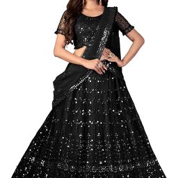 lymi label Women Net Sequence Mirror Work Semi Stitched Lehenga Choli With Dupatta image 1