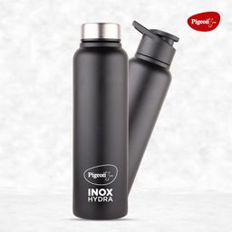 Pigeon Inox Hydra Duo, Dual Cap, Flipper Cap and Fridge Cap in one bottle, Easy to use, Multipurpose all in one bottle 900ml, Black image 4