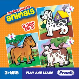Frank Animals - A Set of 3 Jigsaw Puzzle for Kids Above 3+ Years - Fun & Challenging Brain Booster Games - Educational Puzzle for Focus and Memory - 10208 image 1