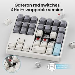 Kisnt Wireless Number Pad, 34 Key Mechanical Numpad with Gateron Red Switches Hot Swappable Numeric Keypad with PBT Keycaps 2.4GHz Rechargeable Keypad for Laptop, Mac, PC Desktop. image 5
