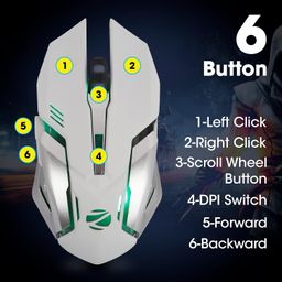 zebronics Zebronics-Transformer-M with a High-Performance Gold-Plated USB Mouse: 6 Buttons, Multi-Color LED Lights,High-Resolution Sensor with max 3600 DPI, and DPI Switch(White) image 3