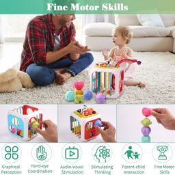 Galaxy Hi-Tech Baby Toddler Activity Cube with Musical Phone,Play Learning Center Toy 7 in 1 Interactive Educational Blocks Activity Multi-Functions,Skill Improvement Early Learning Game Toys,10 Pcs image 3