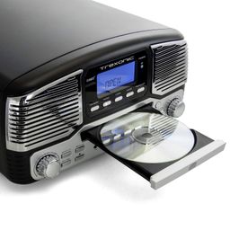 Trexonic Retro Record Player with Bluetooth, CD Players and 3-Speed Turntable in Black image 3