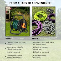 roots & leaf Retractable Garden Hose Reel | Smooth Retractable System for Hoses up to 20 Meters | Corrosion-Resistant ABS Material | Compact Design for Effortless Storage and Transport - Small image 5