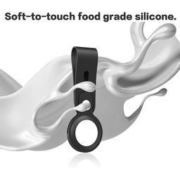 foso FOSO(™) Silicone Loop Case for Apple Airtag - Key Finder Secure Holder with Buckle Protector Skin Cover with Long Strap for Apple Bluetooth Item Tracker Soft Keychain Locator Luggage Tag (Black) image 3