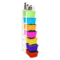 PARASNATH 7 Layer Boxo (MultiColour) Multi-Purpose Modular Drawer Storage System for Home with Wheels and Anti-Slip Shoes (H 135 cm x W 38 cm x L 30 cm) - 6 Year Manufacturer Warranty - Made in India image 2