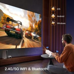 Android TV: 270° Rotation Mini Projector with Bluetooth and WiFi 6, LYNCAST Auto Keystone Portable Projector 1080p 4K Compatible with HY300pro Projector for Phone/TV Stick/HDMI/PS5/IOS image 5