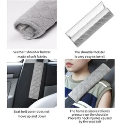 COFSODI Car Seat Belt Cover Pad, Comfortable Seat Strap Pads, Compatible With All Models Of Seatbelt Covers, Can Be Used As A Backpack Shoulder Pad, Essential Car Seat Shoulder Strap Pad. Light Gray*2 image 2