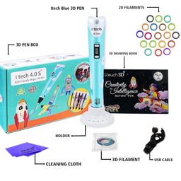 WOL3D I tech (Blue) Magic 3D Pen with 20 in 1 (5 M) PLA Filaments for 3D Printing with Speed Control, Advanced Temperature Regulation, OLED Display & Ergonomic Design – Compatible. image 2