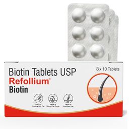 Refollium Biotin Maximum Strength For Hair Growth & Hair Fall Control (ONE TABLET DAILY AFTER FOOD) (1 month supply) image 1