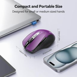 Tecknet M003 2.4G Ergonomic Wireless Mobile Optical Mouse with USB Nano Receiver (Purple) image 2