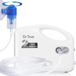 Dr Trust USA Compressor Nebulizer Machine Complete Kit for Adults and Kids with Mask (White) image 1