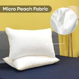SleepyCat Fiber Lite Pillow | Medium Soft | Micro-Peach Fabric | Luxurious Feel at an Machine Washable Pillow, White, Set of 2 (Standard Size, 27x17 Inches) image 3