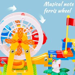 Jet Roy Big Size Blocks Marble Run Slide Building Toys Led Lights Kids Race Track Compatible with All Major Brands Bricks Set Various Track Models for Gifts Boys Girls Toddler Age 3+ (100 PCS) image 5