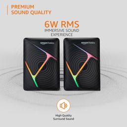 amazon basics 2 X 3W Multimedia PC Gaming Speaker with Aux Connectivity, USB Support, Volume Control, and RGB Lights image 2