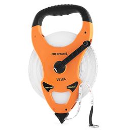 FREEMANS Viva Open Reel 100m:13mm Fibreglass Measuring tape - 100m/330ft With Unbreakable ABS case || Double Side Printing || Long and Durable Winding Handle For Easy Retraction and Steel End Hook image 1