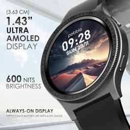 Pebble Revolve Pro Rotating Bezel 1.43" Ultra Amoled Display, 600 Nits Brightness, Always on Display, High Accuracy Step Count, Metal Build, Premium Strap, BT Calling, DIY Watch Faces, Voice Assistant image 5