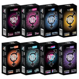 NOTTY BOY Assorted Honeymoon Condom For Men - Dotted, Overtime, Thin, Ultra Ribbed, Raised Dots, Extra Lubricated, 4-In-1 and 3 in One Multi Textured- Set of 8, 80 pcs image 1