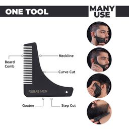 RUBAB MEN Premium Beard Grooming Kit of 3 | Beard Brush, L Shaper Shaping Tool & Beard Comb for Men | Also Comes with Carry Pouch | Made in India image 3