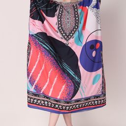 dressprinted Abstract Digital Printed Crepe Maxi Length Long Kaftan Dress for Women Multicolor Freesize image 4