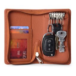 essart (Sarvika PU Leather Key Case Pouch Wallet Keychain Key pouch holder Men & Women Key Pouch Holder, Bank Locker Key Pouch with 6 Hooks Zipper Closure (pack of 2) image 4
