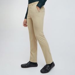 raymond Men Slim Fit Solid Pattern Poly Viscose Blend Flat Front Formal Trouser image 3
