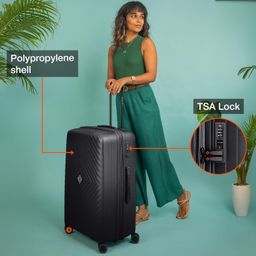 nasher miles Antwerp Hard-Sided Polypropylene Check-in Luggage 24 inch | 65cm TSA Lock 8 Wheels & Expander Medium Trolley Bag for Travel | Suitcase (Black) image 3