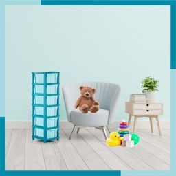 palak Plastic Drawer Organizer Self Standard Rectangular Multi Purpose Modular Drawer System Large Chest of Drawer Organizer for Home Office,Product Dimension When assembeled (7 Layer) (6xl, blue) image 5