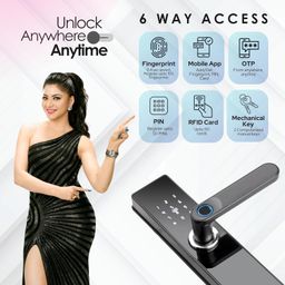 LAVNA Digital Smart Door Lock | 6 Way Unlock | Fingerprint, Mobile App, OTP, PIN, RFID Card and Manual Key Access for Wooden Doors (LA16, Bluetooth) image 3