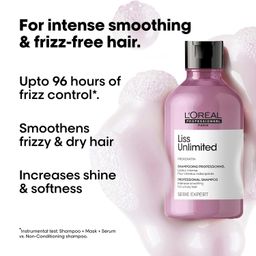 l'oréal professionnel paris L'Oréal Professionnel Liss Unlimited Shampoo for Frizzy & Unruly Hair - 300ml | Intensive Smoothing Shampoo for Frizz-Control | Enriched with Pro-Keratin & Kukui Nut Oil | Increases Softness & Shine image 2