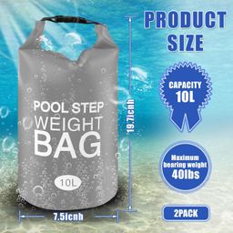 rgj 2 Pack Universal Pool Step Weights, 10 L No Breaken Pool Ladder Weights for Above Ground Pools, Waterproof Pool Sand Stair Weights for Pool Steps, Easy&Quick Fill Sand (Grey) image 2