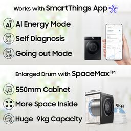 Samsung 9 kg, 5 star, AI EcoBubble, Super Speed, Wi-Fi, Hygiene Steam with Inbuilt Heater, Digital Inverter, Fully-Automatic Front Load Washing Machine (WW90DG5U24AXTL, Inox) image 5
